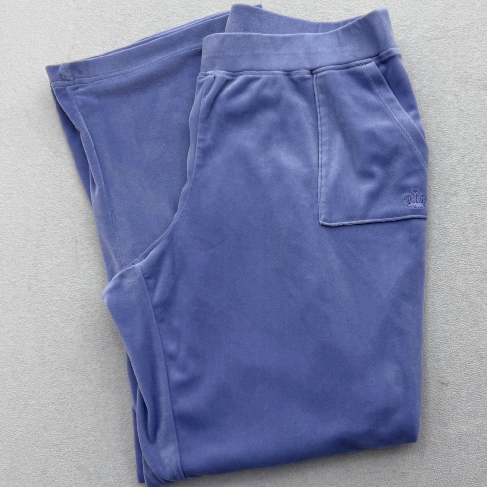 Juicy by Juicy Couture Velour Pants Women XXL Purple Wide Leg Crown Logo Lounge